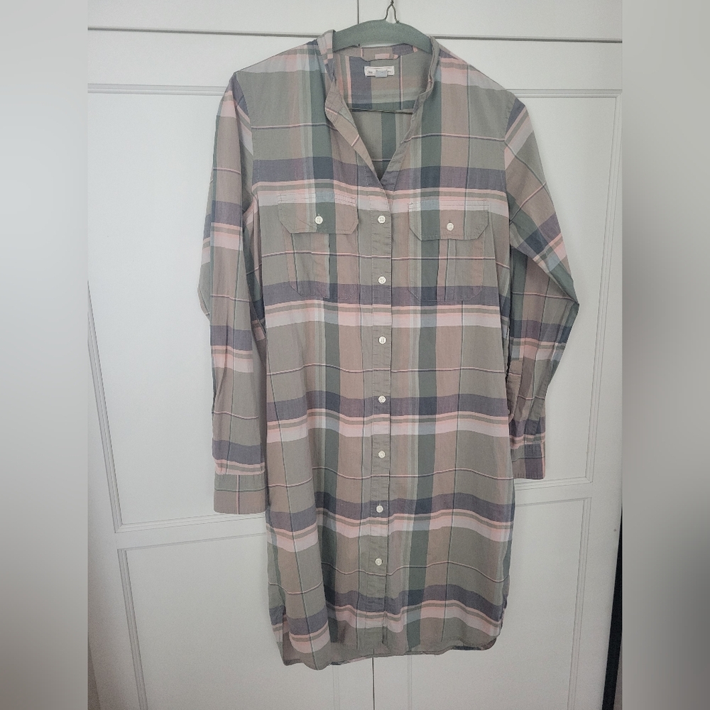 Gap Plaid Button Front Shirt Dress, XS